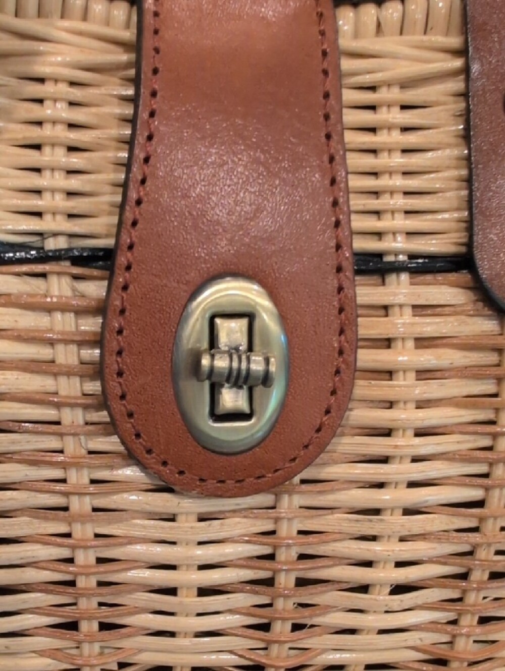 Patricia Nash Woven Rattan Tote with Brown Leather Trim - Picture 2 of 8